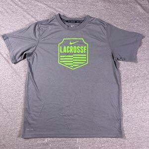 Nike Lacrosse Dri-FIT Lacrosse Graphic Tee Shirt Youth Size Large Gray